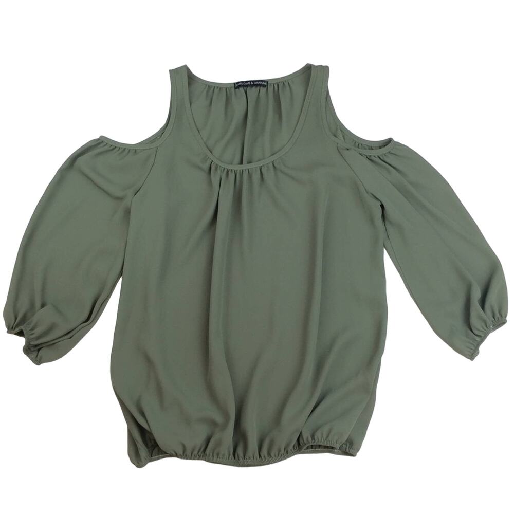 Harlowe & Graham Olive Green Cold Shoulder Top